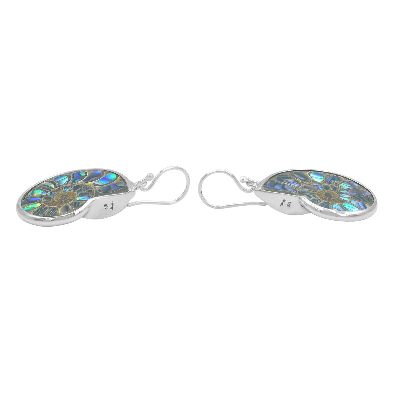 Ammonite with Abalone Shell Inlay Earrings