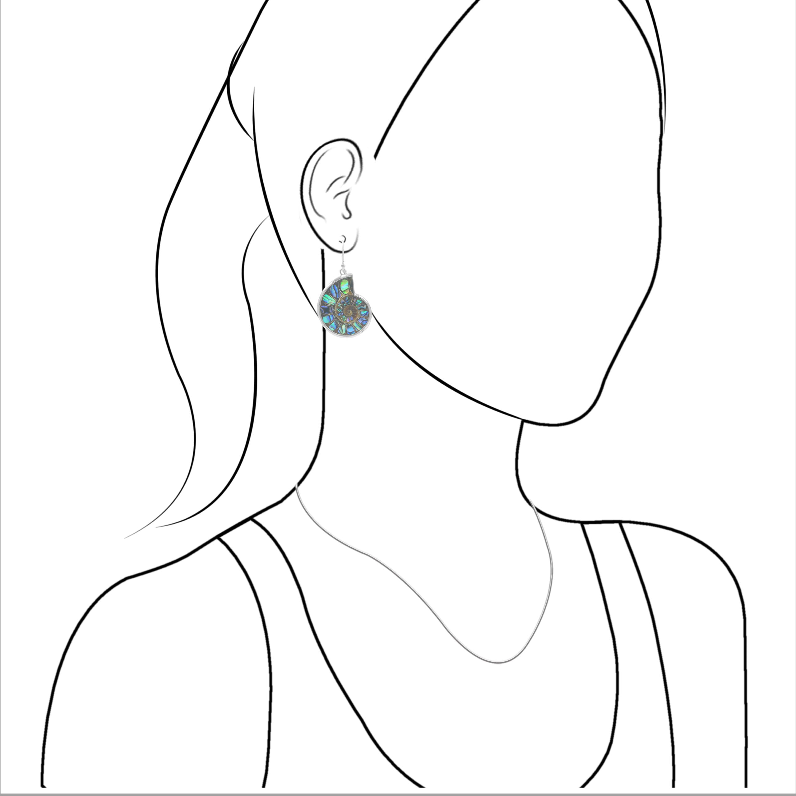 Ammonite with Abalone Shell Inlay Earrings