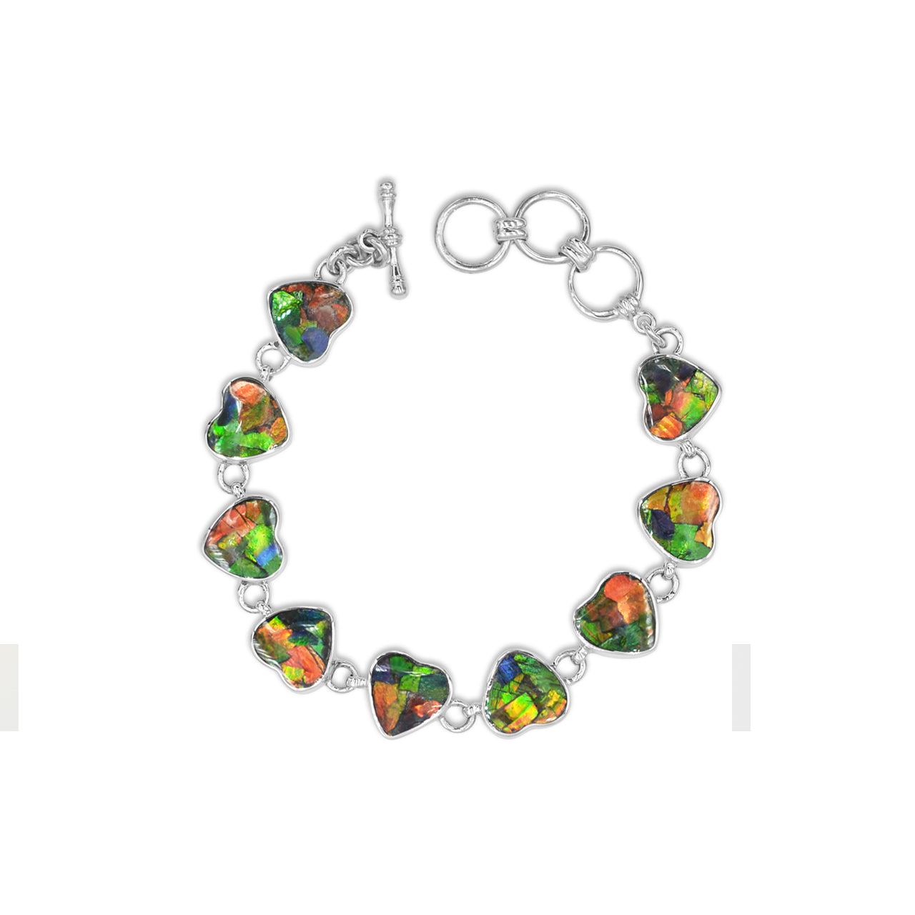 Ammolite Heart Bracelet in Sterling Silver
