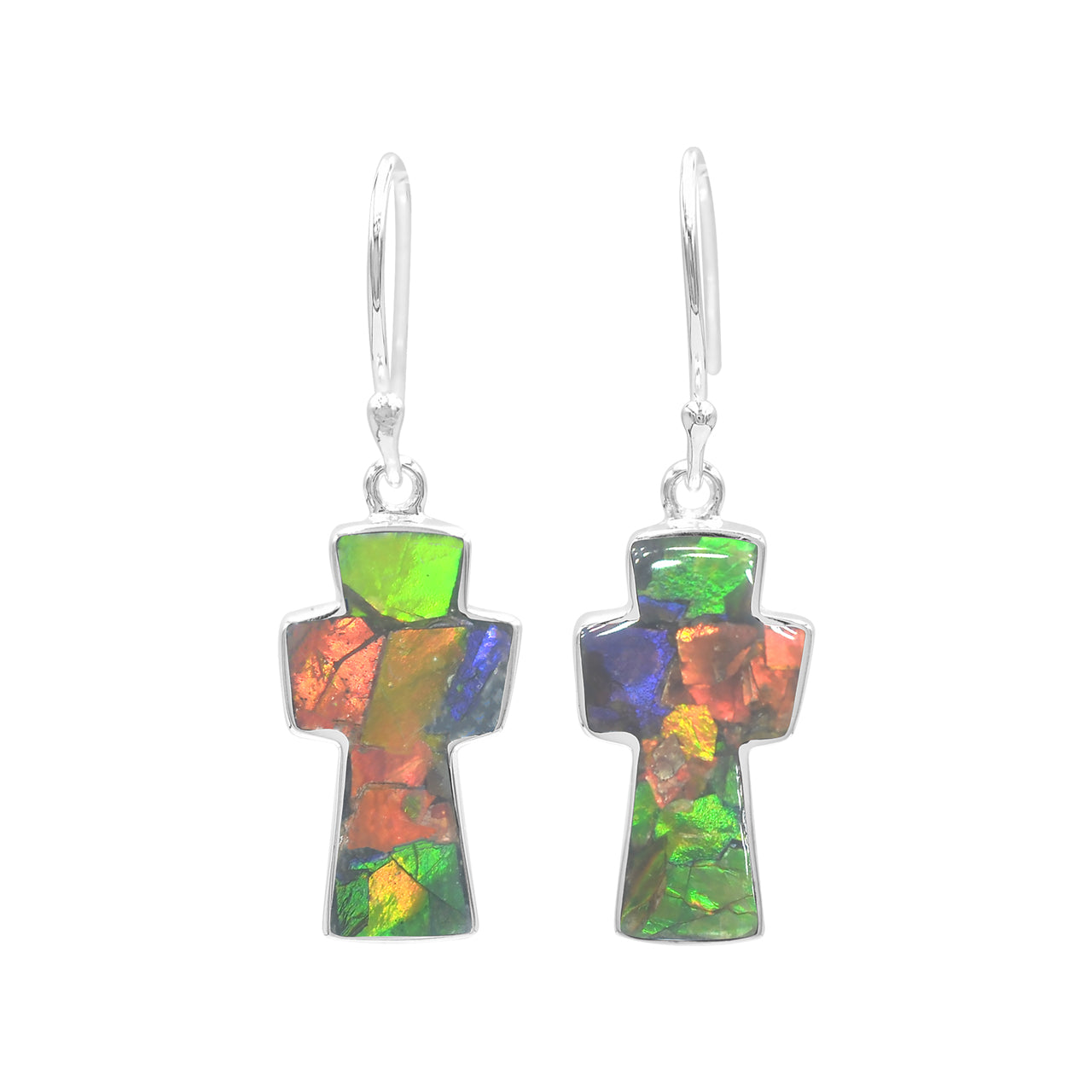 Earrings Ammolite Cross