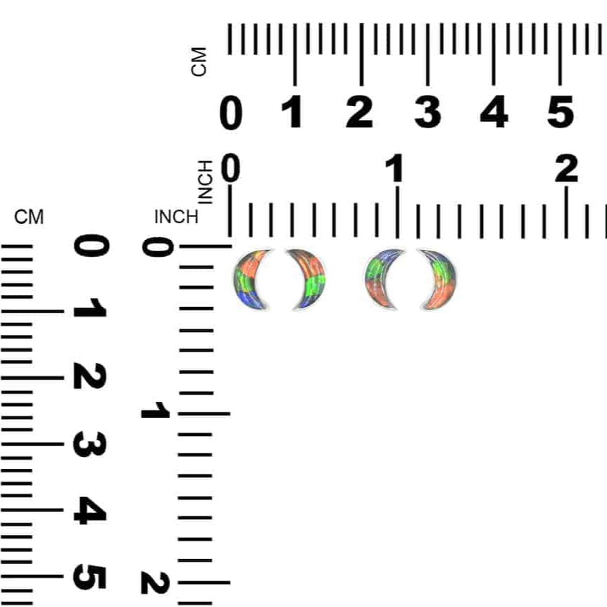 Colorful Ammolite Crescent Moon Post Earrings
