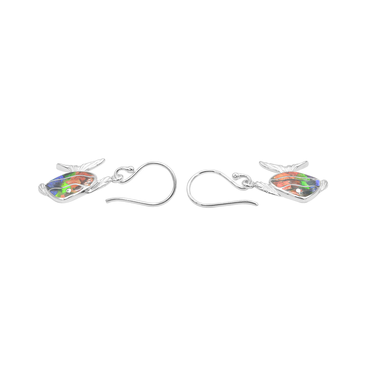 Ammolite Inlay Fish Shape Earrings