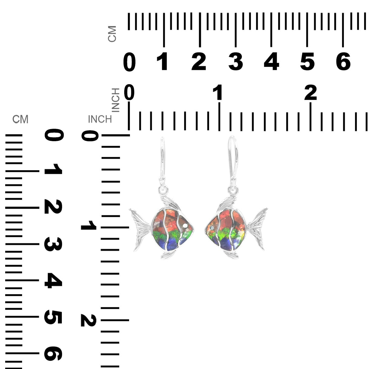 Ammolite Inlay Fish Shape Earrings