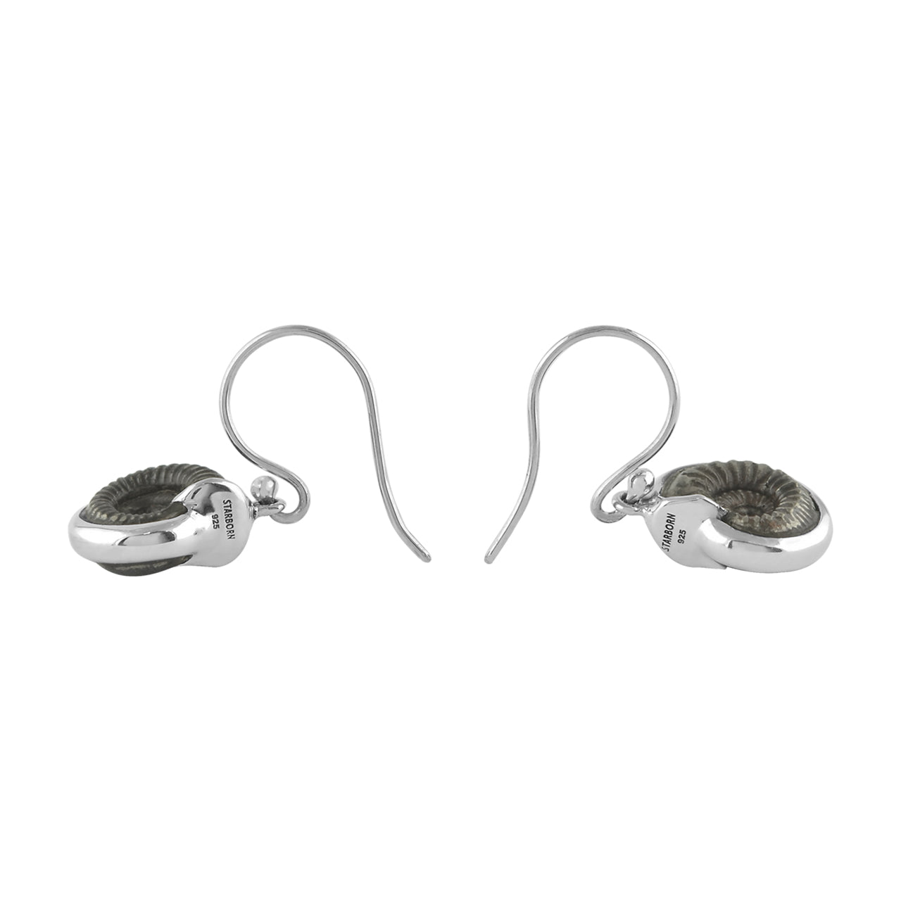 Hematite Ammonite Earrings
