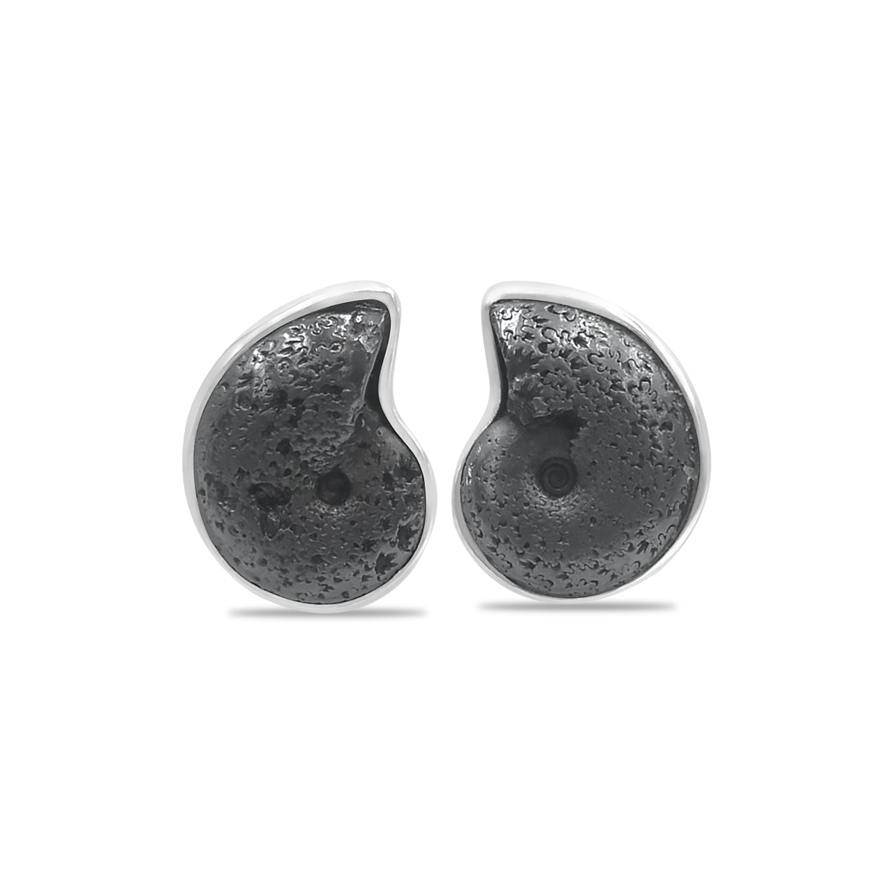 Hematite Ammonite Post Style Earrings