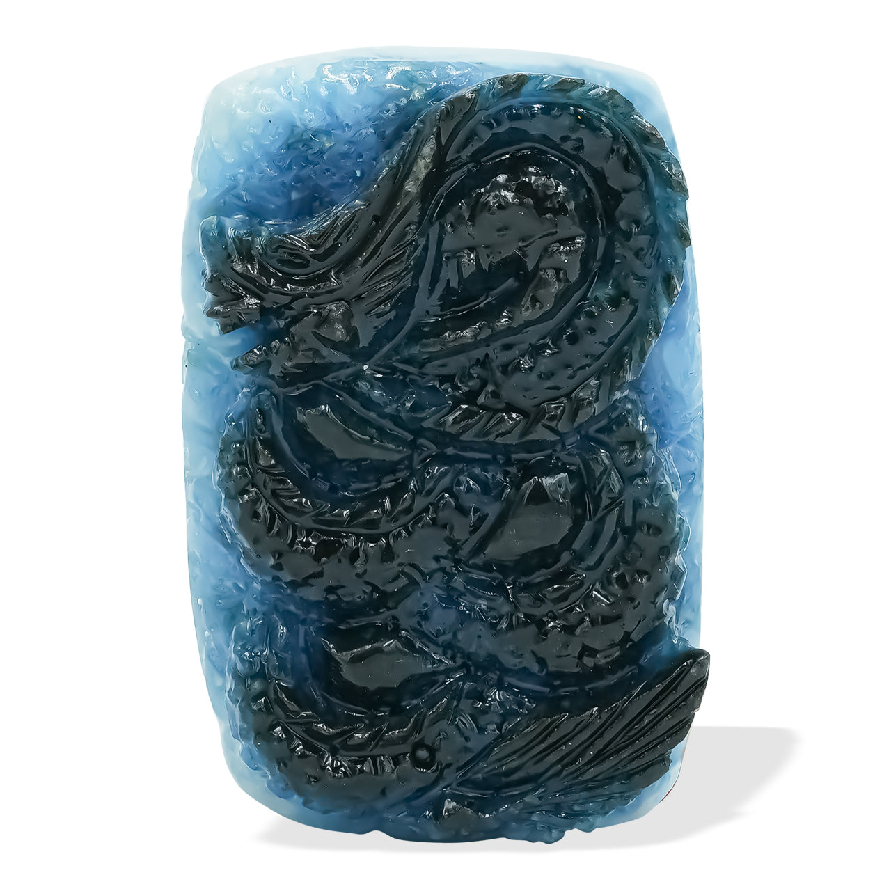 Rectangle Shaped Blue Ice Dragon Carving