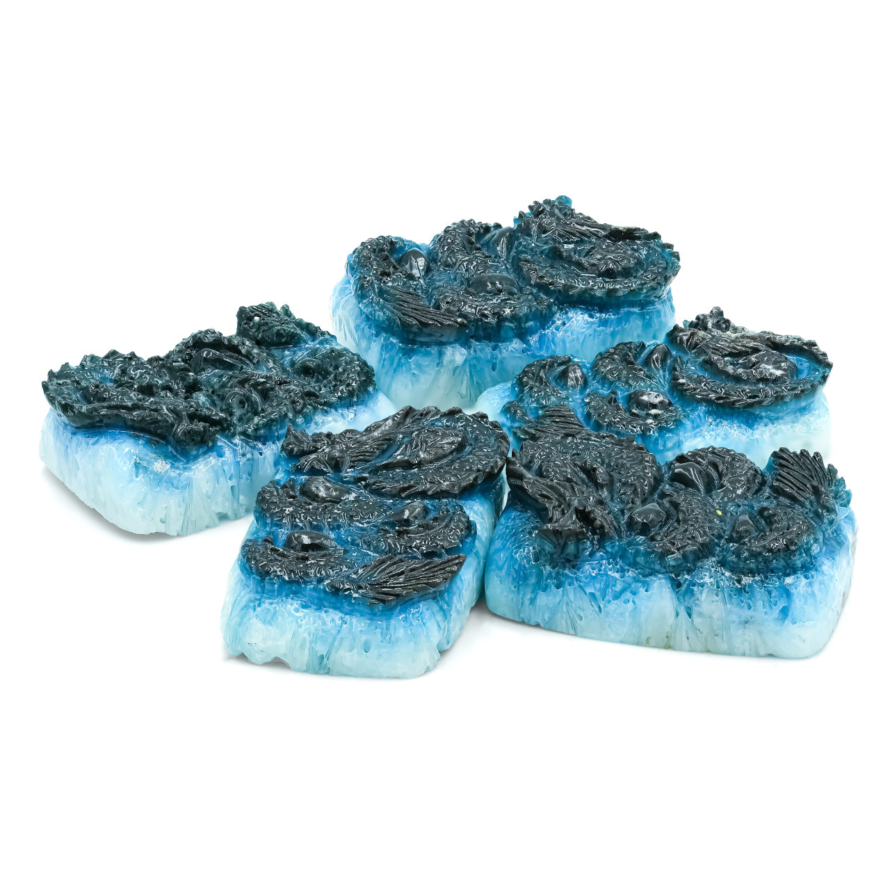 Rectangle Shaped Blue Ice Dragon Carving