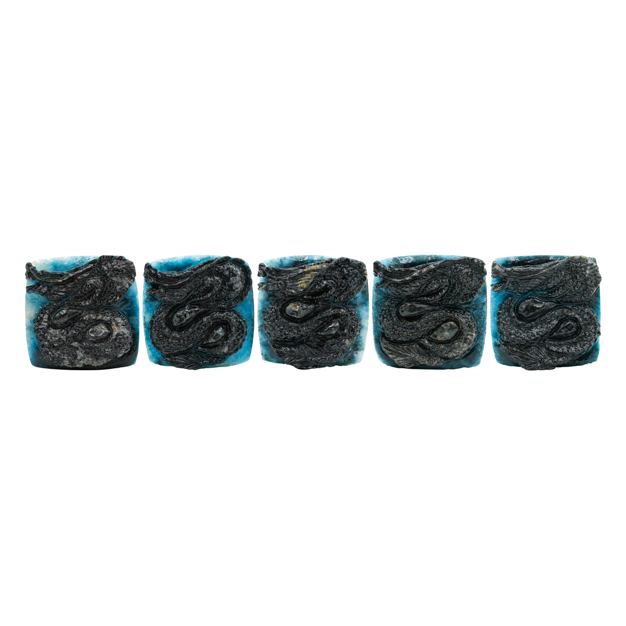 Square Blue Ice Dragon Carving 35-36 mm