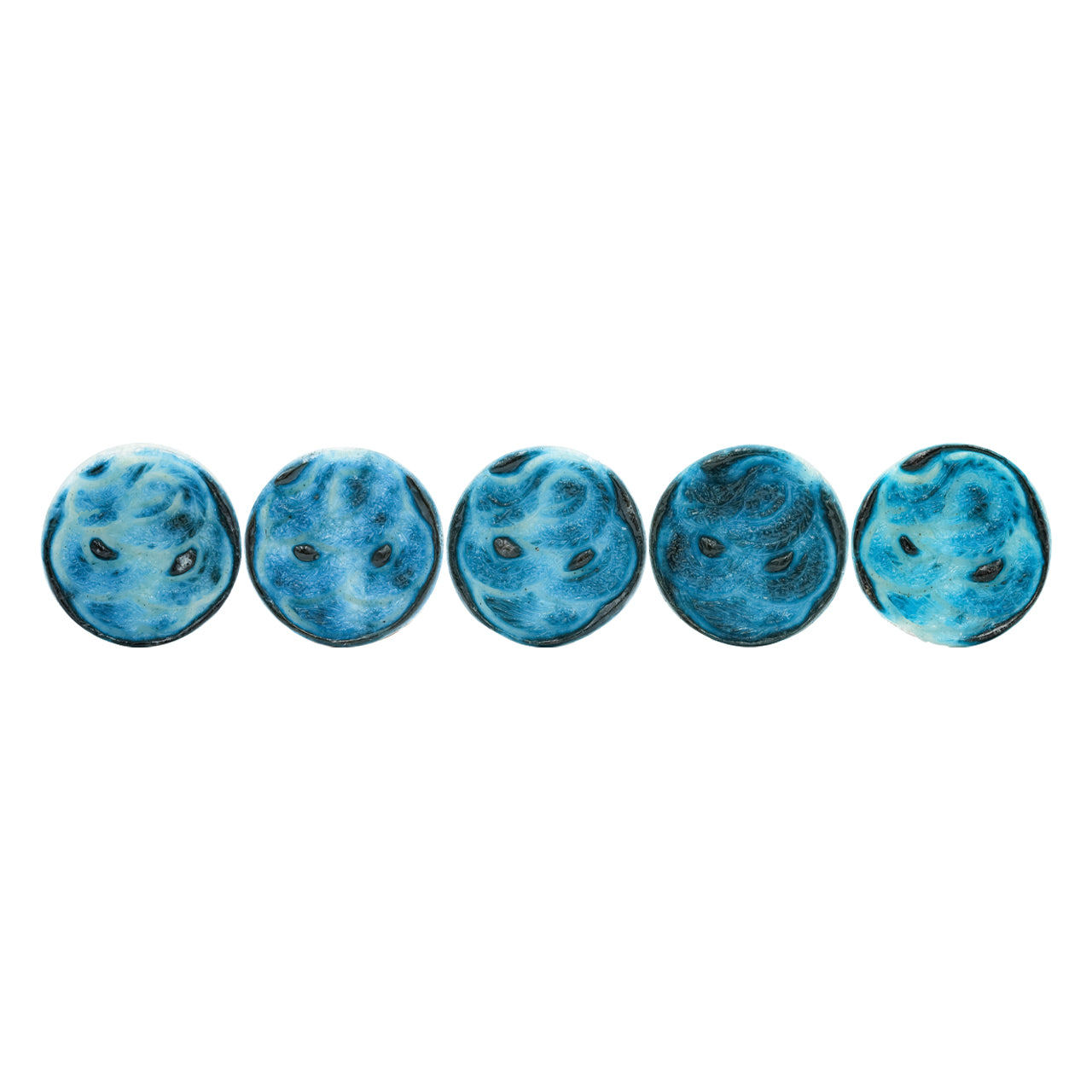 Round Blue Ice Dragon Carving 35-37mm
