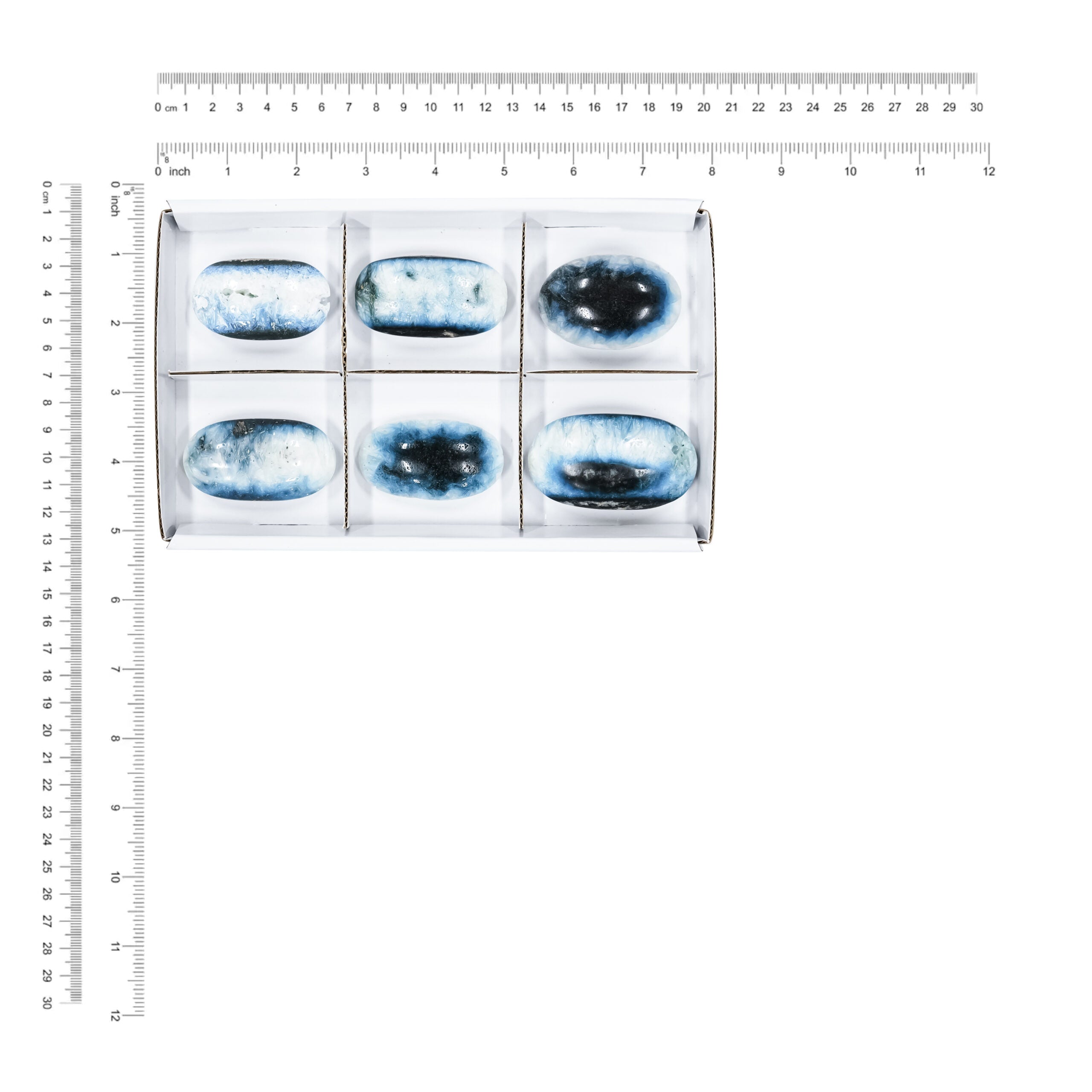 Blue Ice Palm Stones - 6 pieces