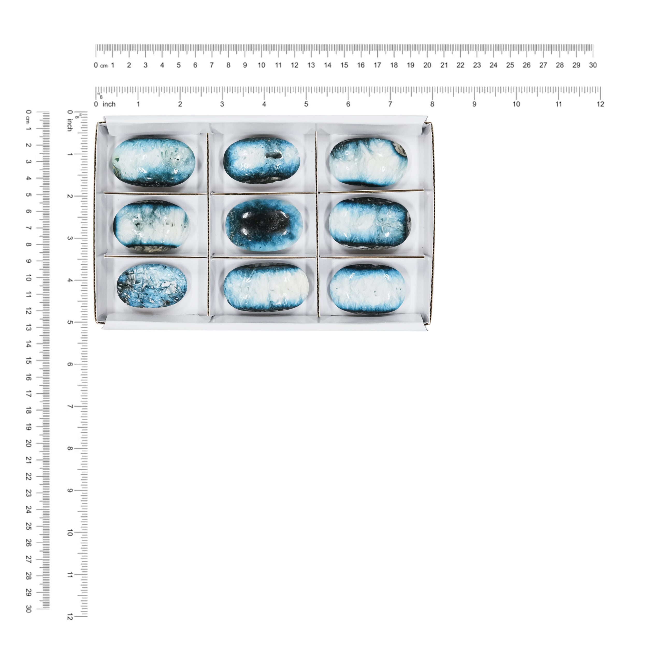 Blue Ice Palm Stones - 9 pieces