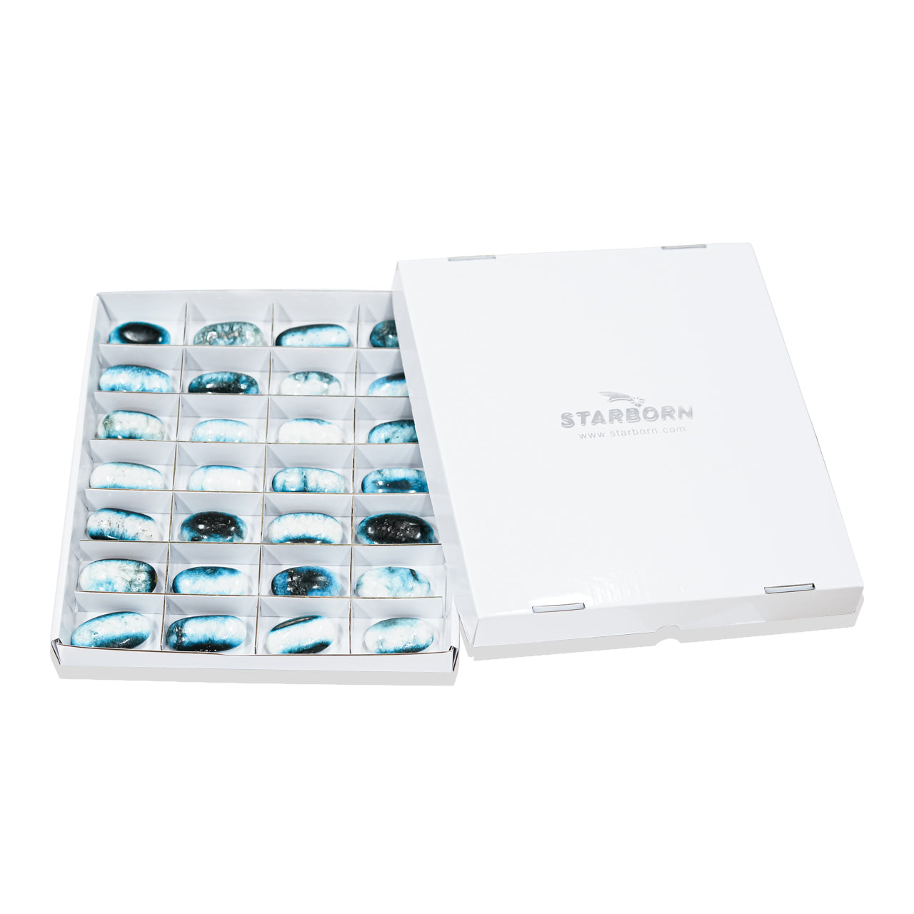 Blue Ice Palm Stones - 28 pieces