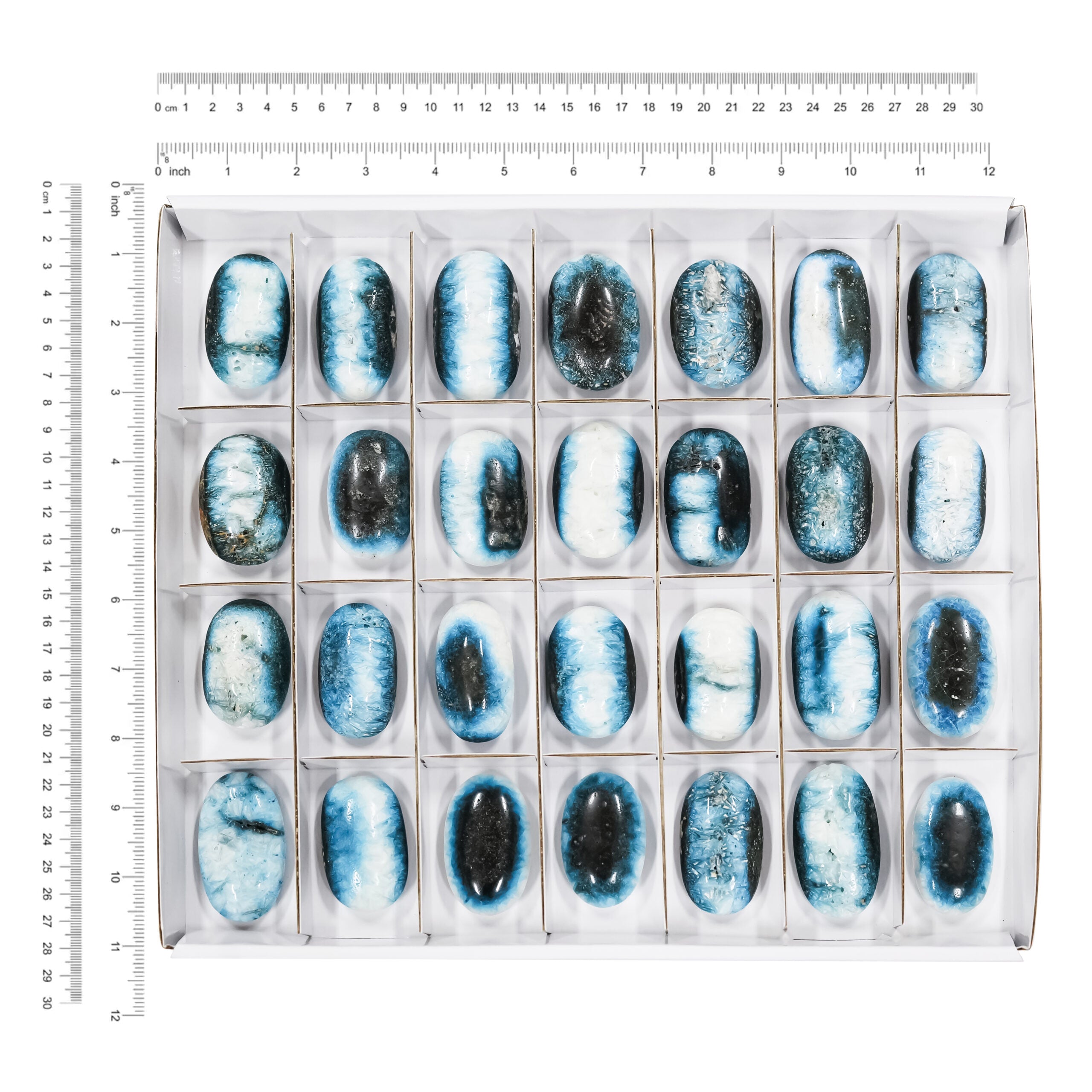 Blue Ice Palm Stones - 28 pieces