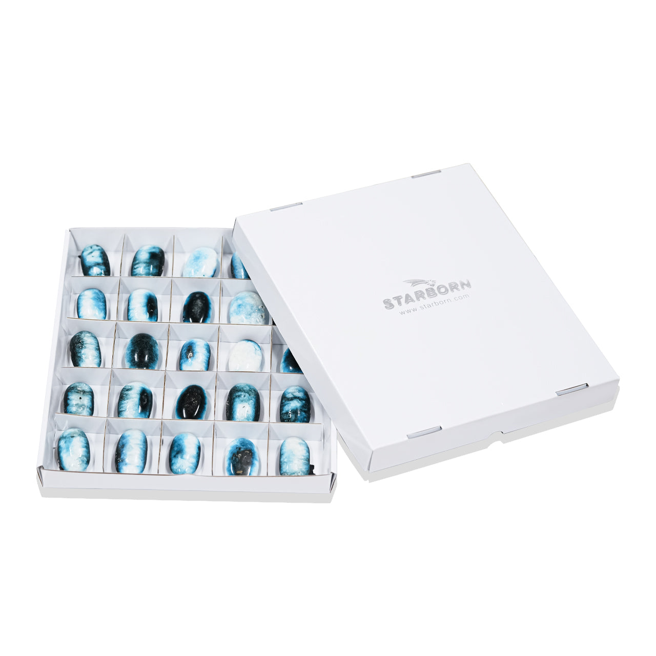 Blue Ice Palm Stones - 25 pieces