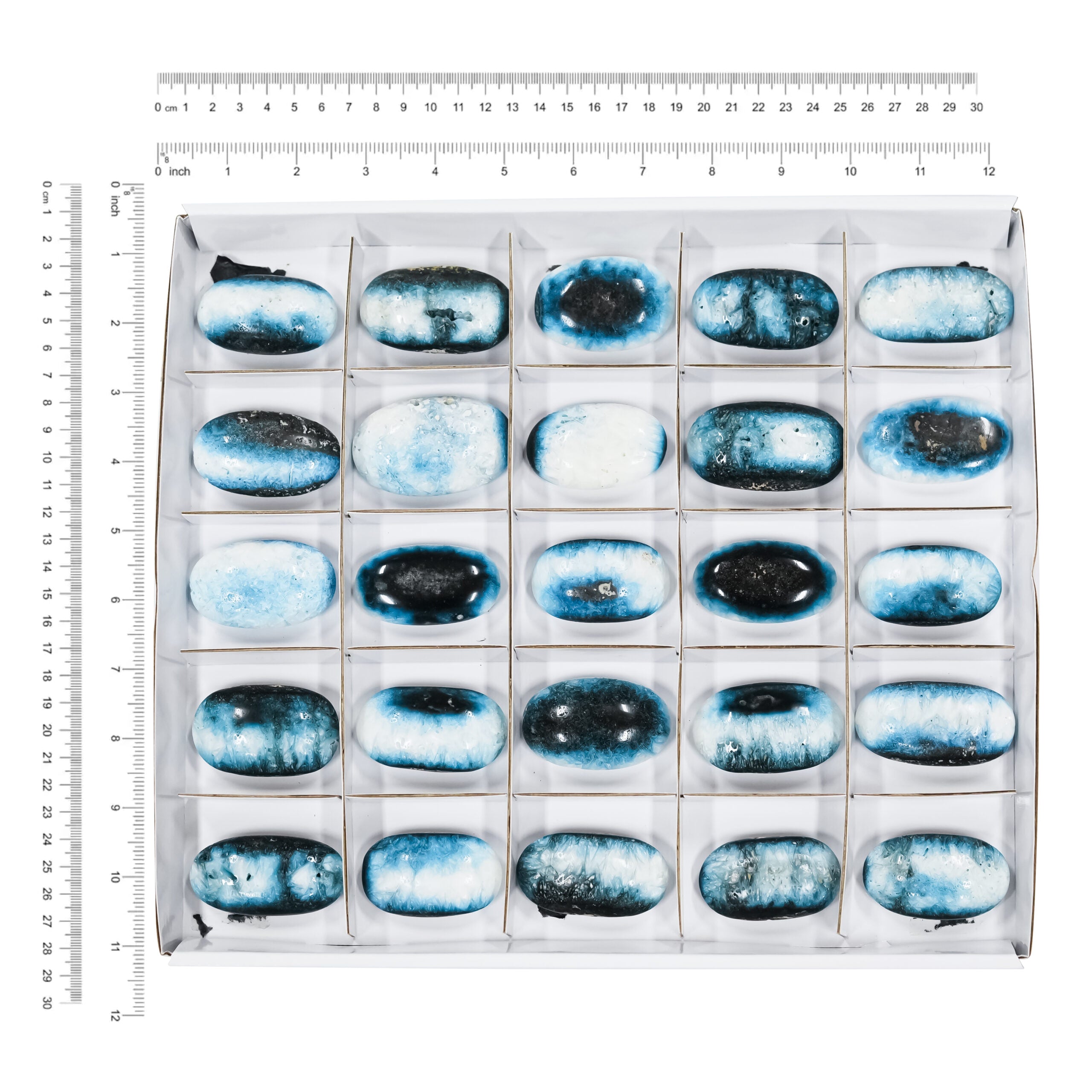 Blue Ice Palm Stones - 25 pieces