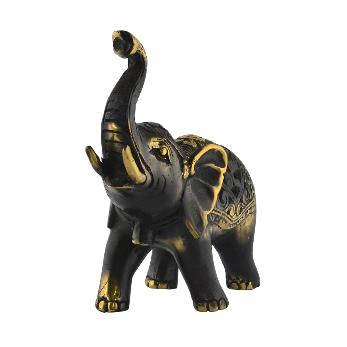 Brass Elephant Trunk Up Statue
