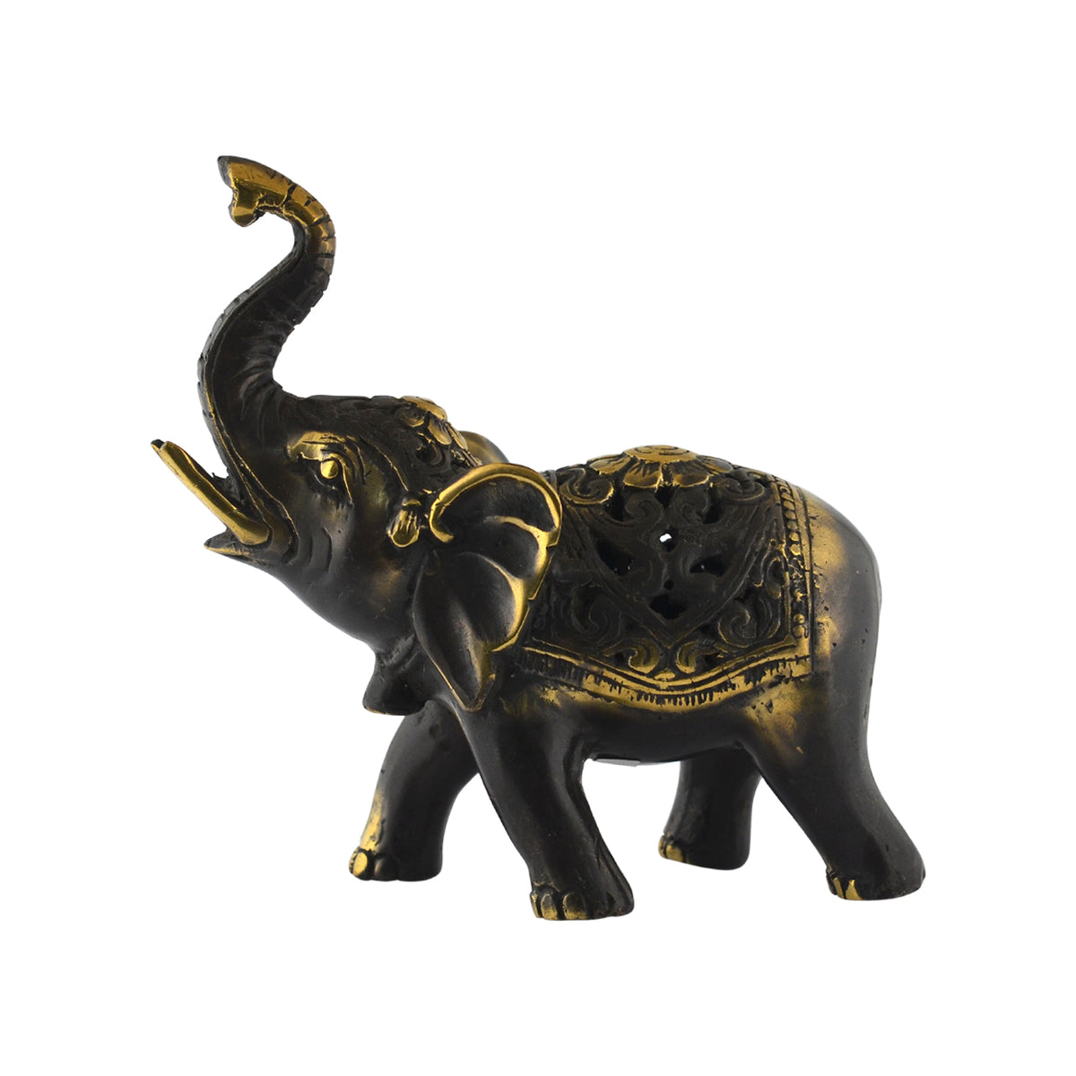 Brass Elephant Trunk Up Statue