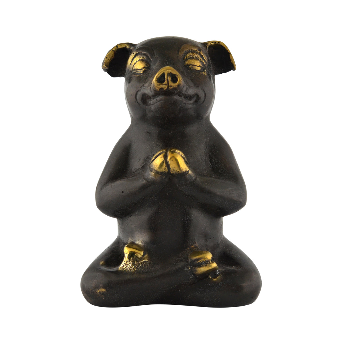 Pig Yoga Brass Statue