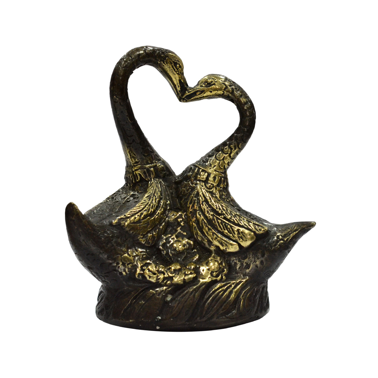 Romance of the Kissing Swans Brass Statue