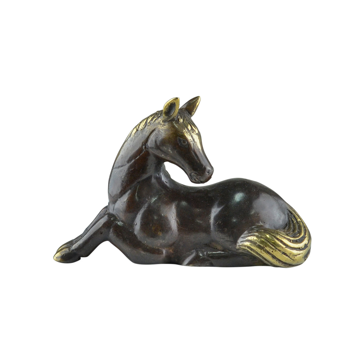 Lying Horse Brass Statue