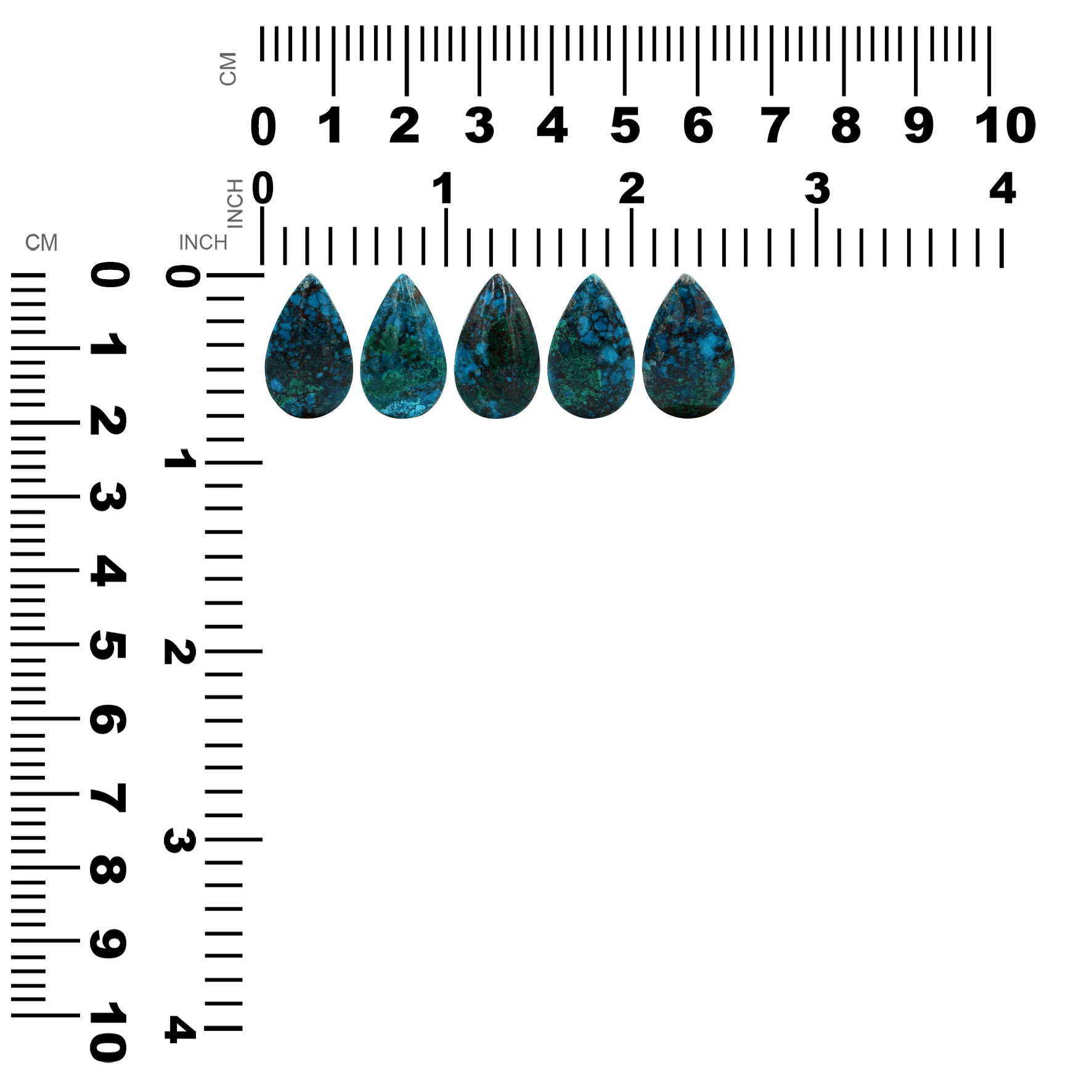 Chile Chrysocolla Pear cabochon 12 x 20mm