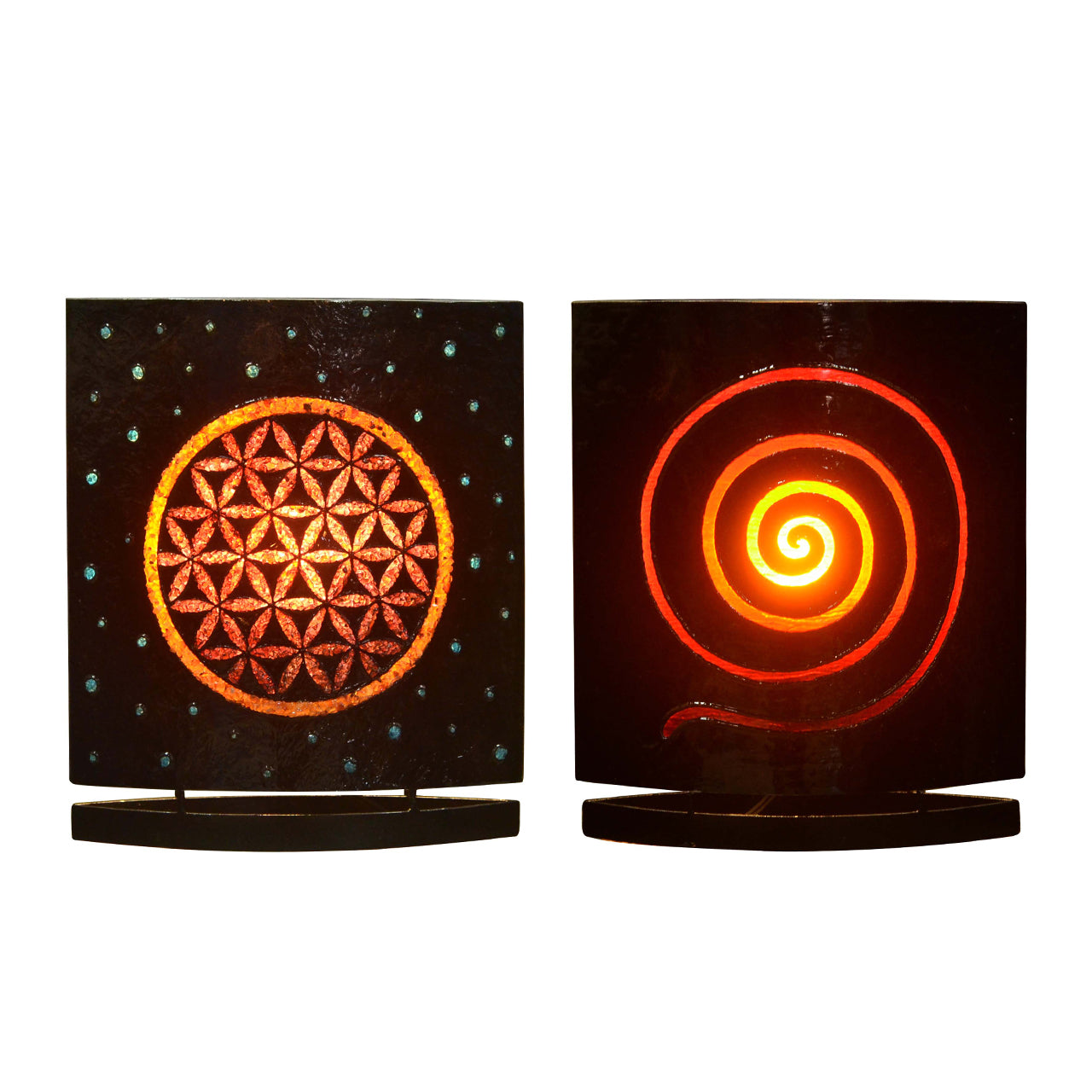 Flower of Life Motif Gemstone Table Lamp