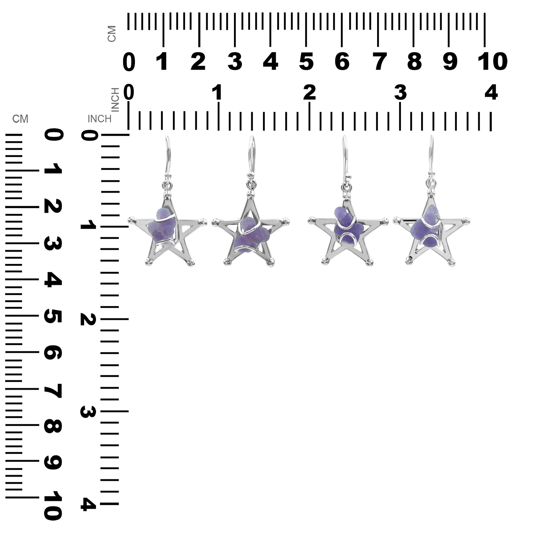 Grape Chalcedony Star Caged Earring