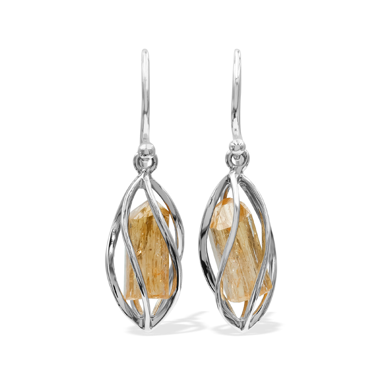 Imperial Topaz Crystal Spiral Caged Earrings