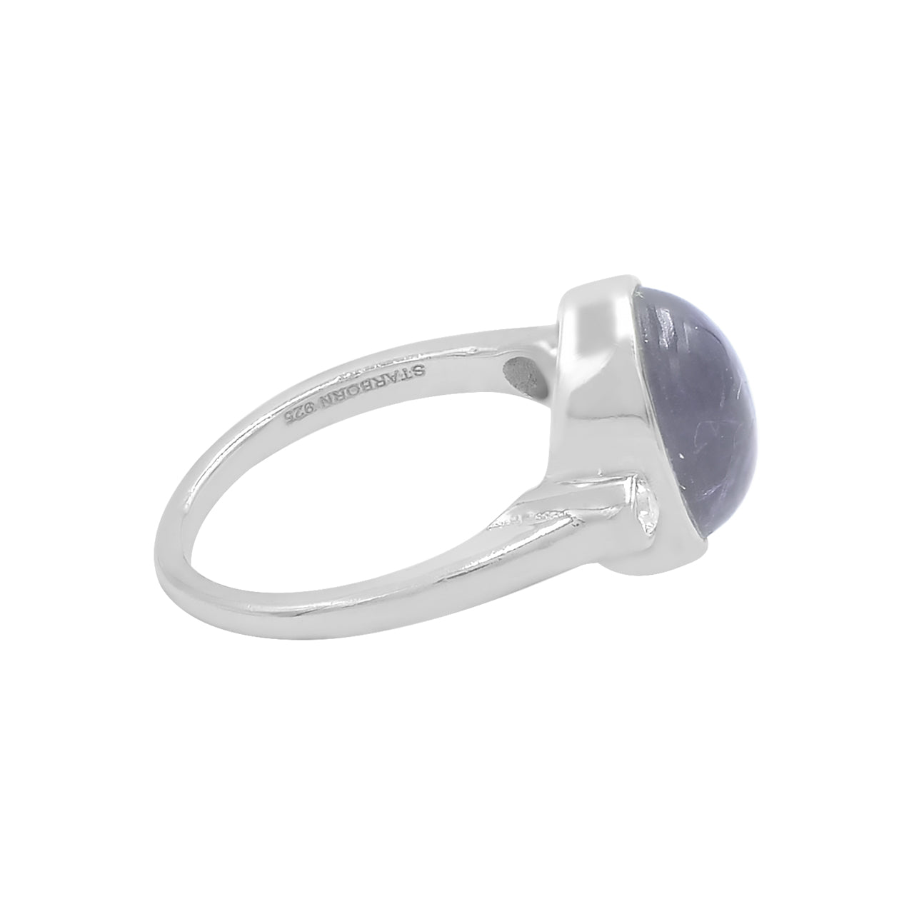 Iolite Oval Cabochon Ring with Topaz Accents