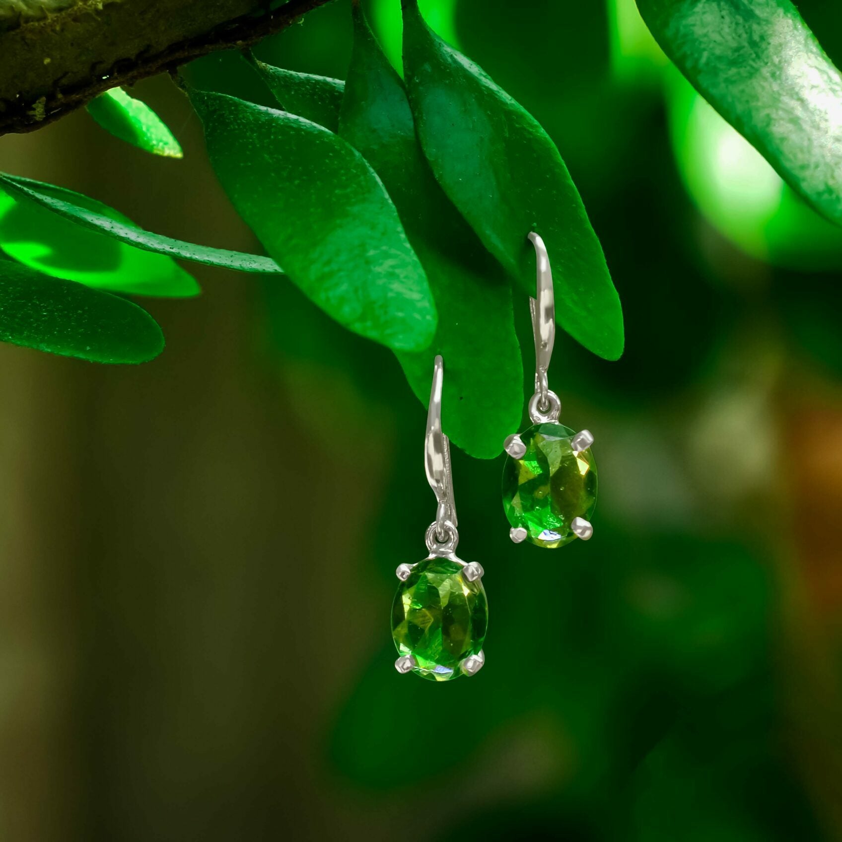 Moldavite Faceted Earrings