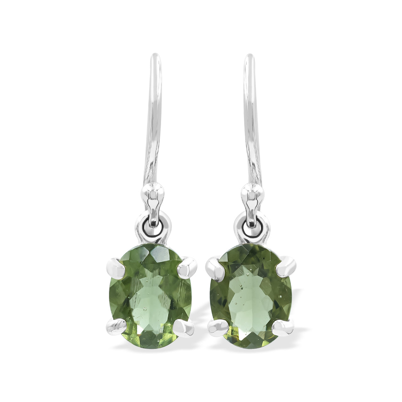 Faceted Moldavite Oval Earrings