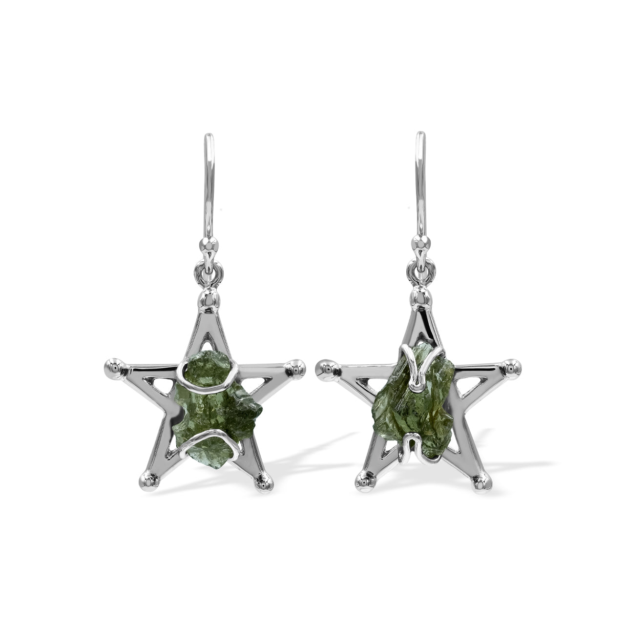 Moldavite Star Earrings