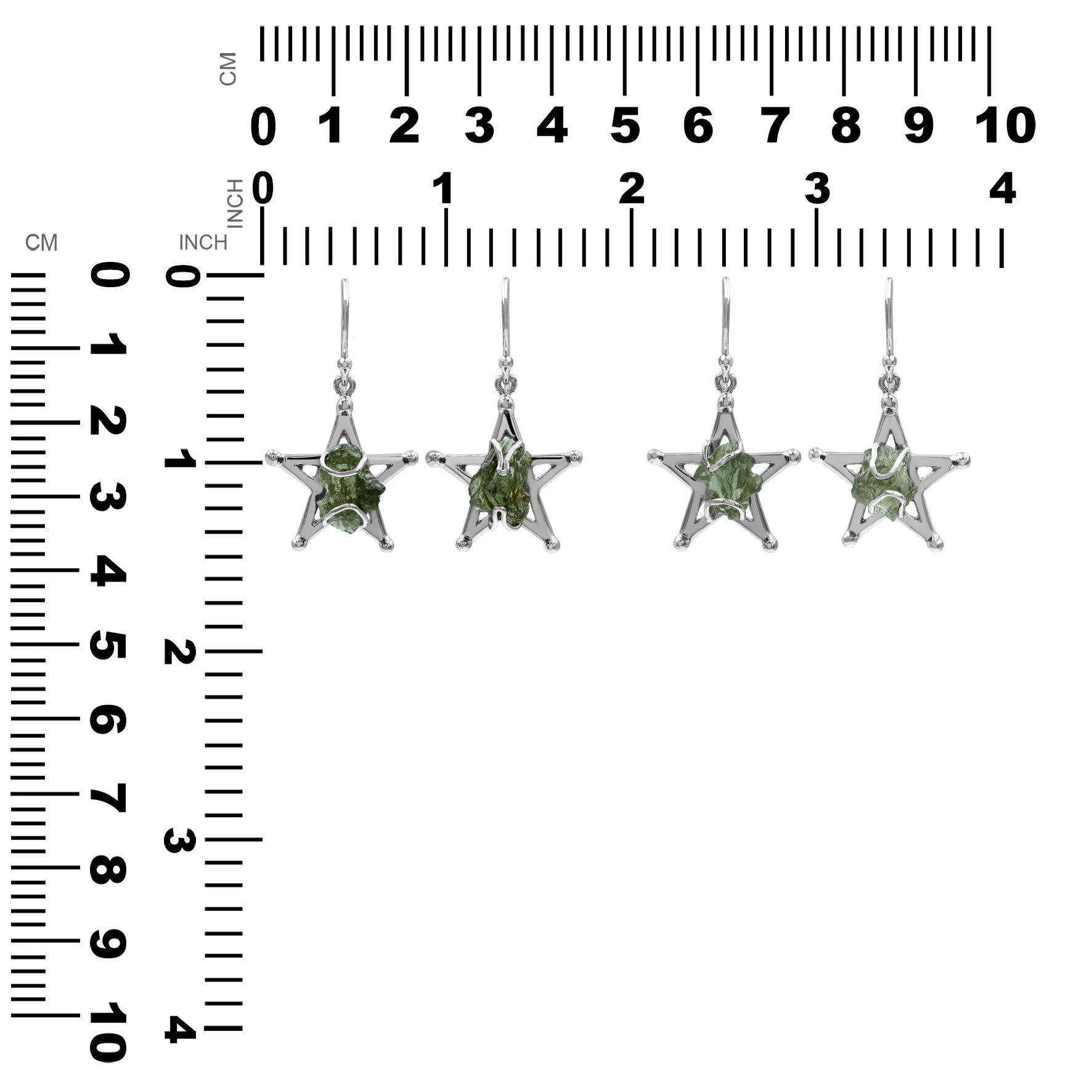Moldavite Star Earrings