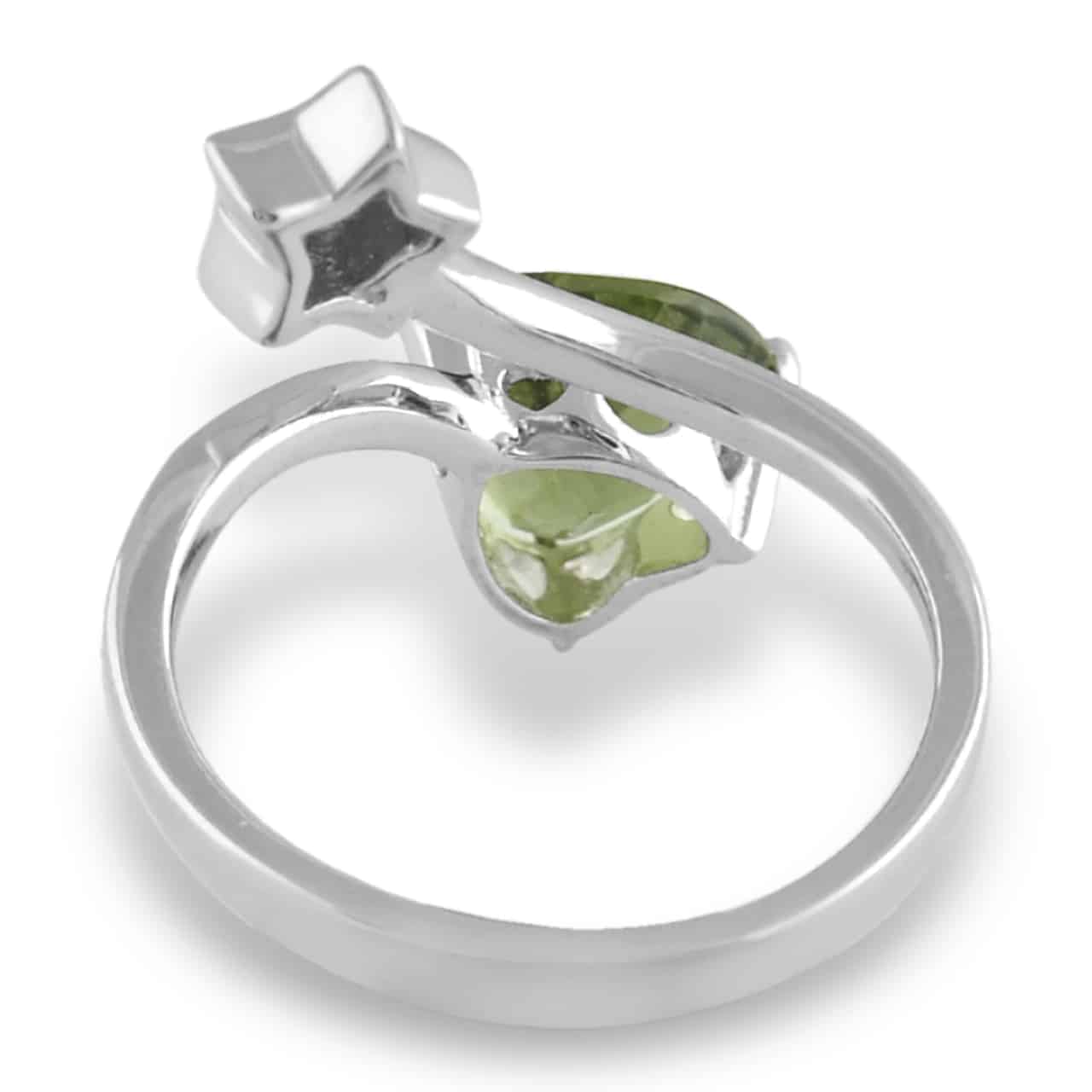 The Faceted Moldavite Heart and Star Ring