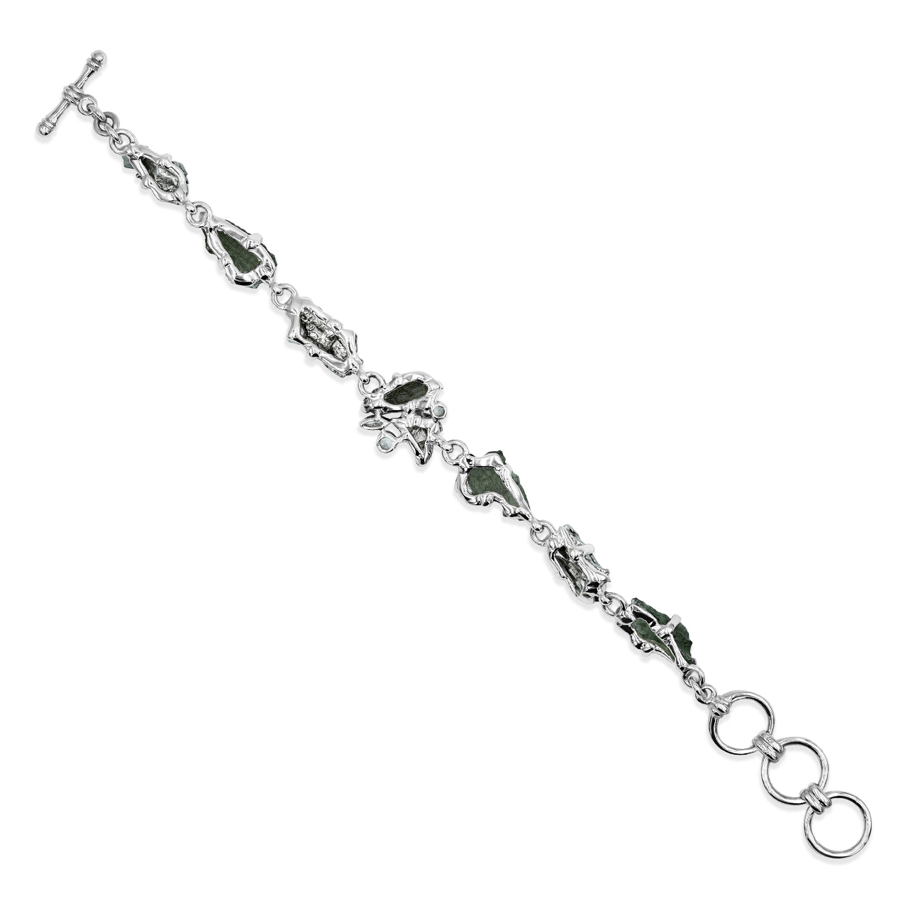 Moldavite, Meteorite &amp; White Topaz Bracelet