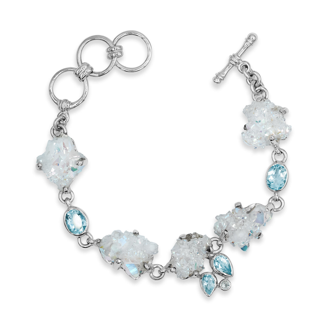 Angel Aura Quartz Crystal, Blue Topaz &amp; White Topaz Bracelet