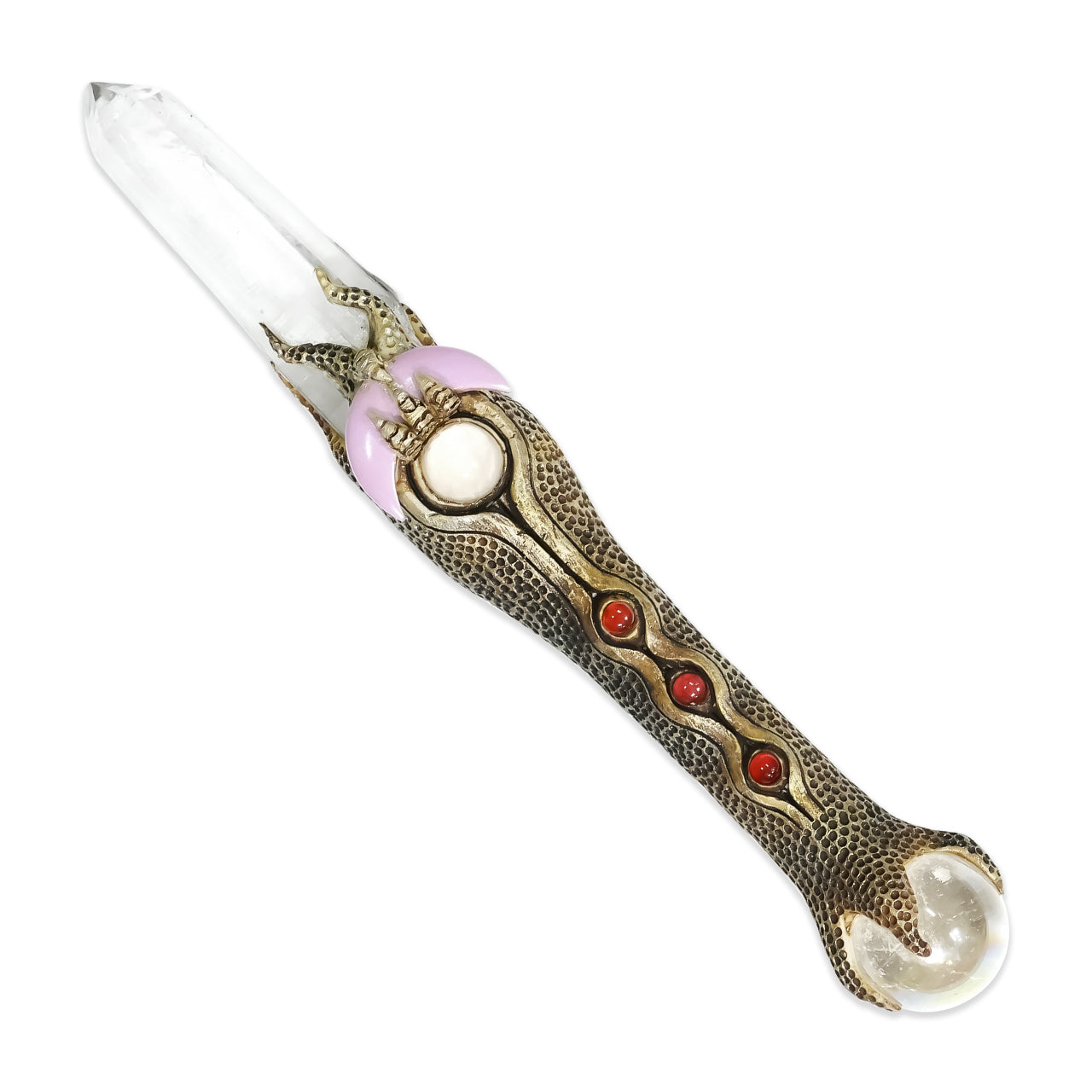 The wand with laser Quartz Crystal &amp; Si opal Quartz 7.5" length