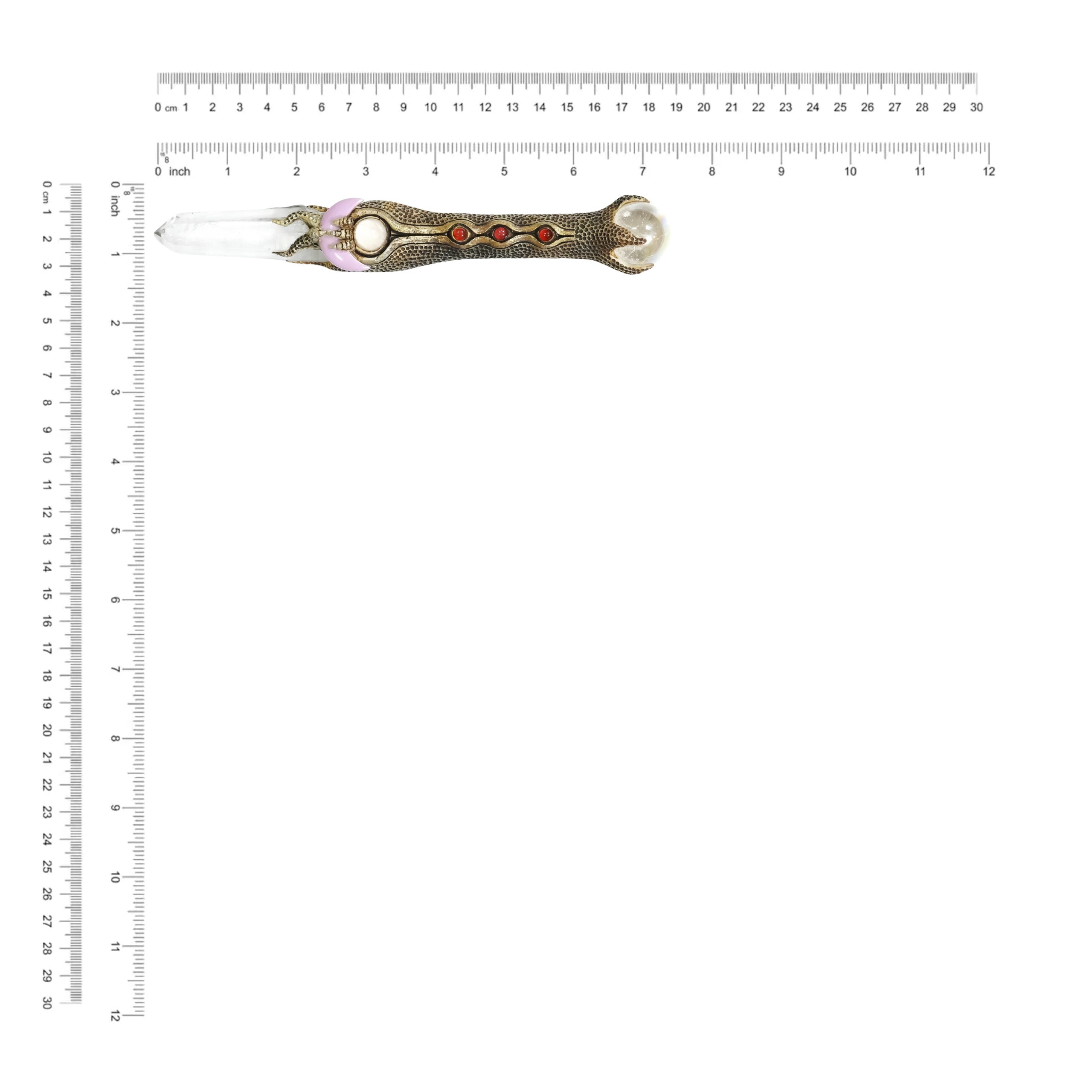 The wand with laser Quartz Crystal &amp; Si opal Quartz 7.5" length