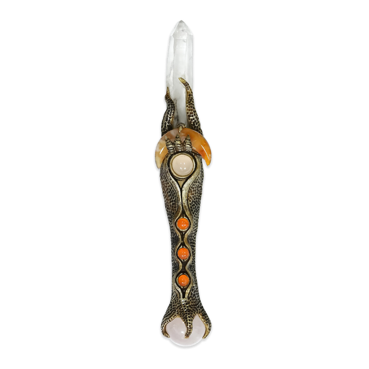 The Flame Agate Crystal Wand 7" long.
