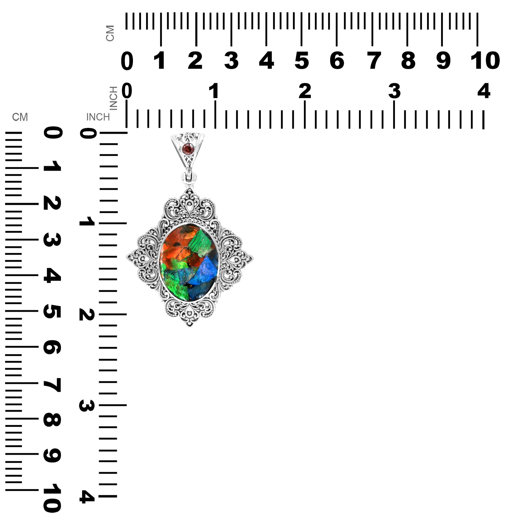 Attractive Ammolite and Garnet Pendant