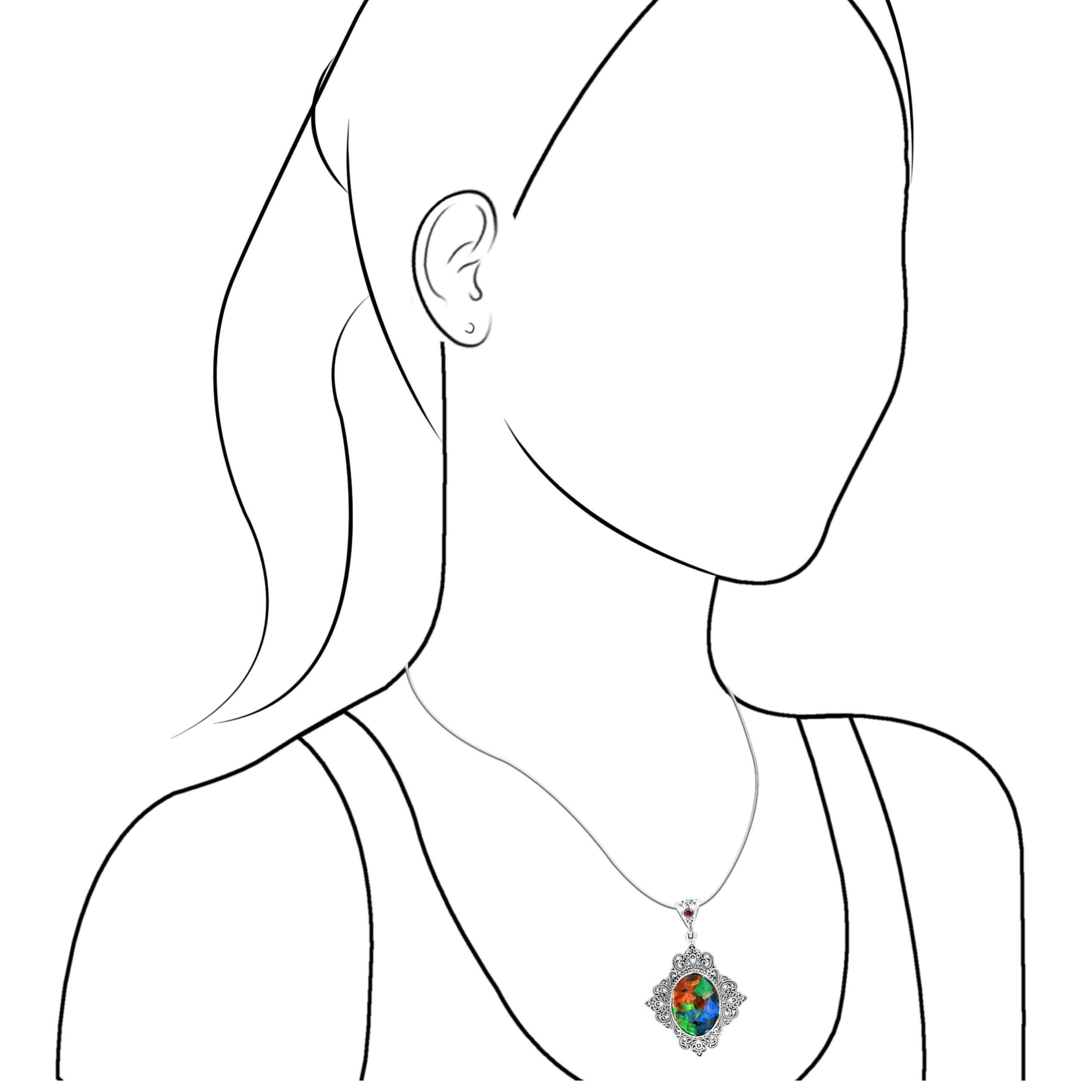 Attractive Ammolite and Garnet Pendant
