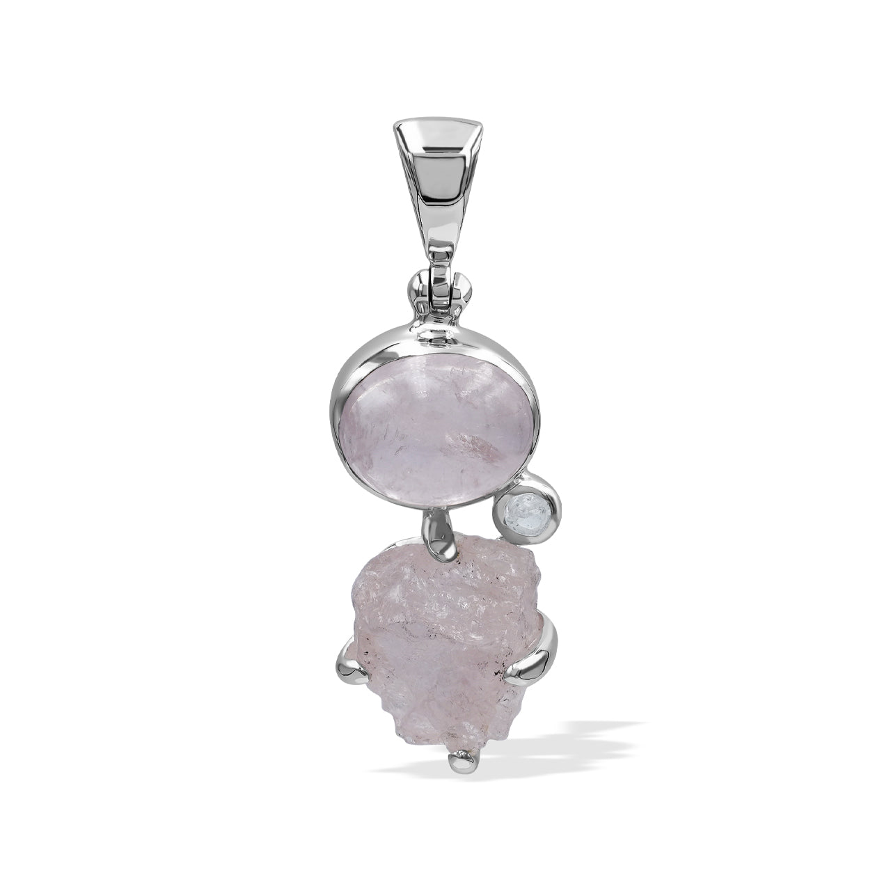 Morganite and White Topaz Pendant in Sterling Silver