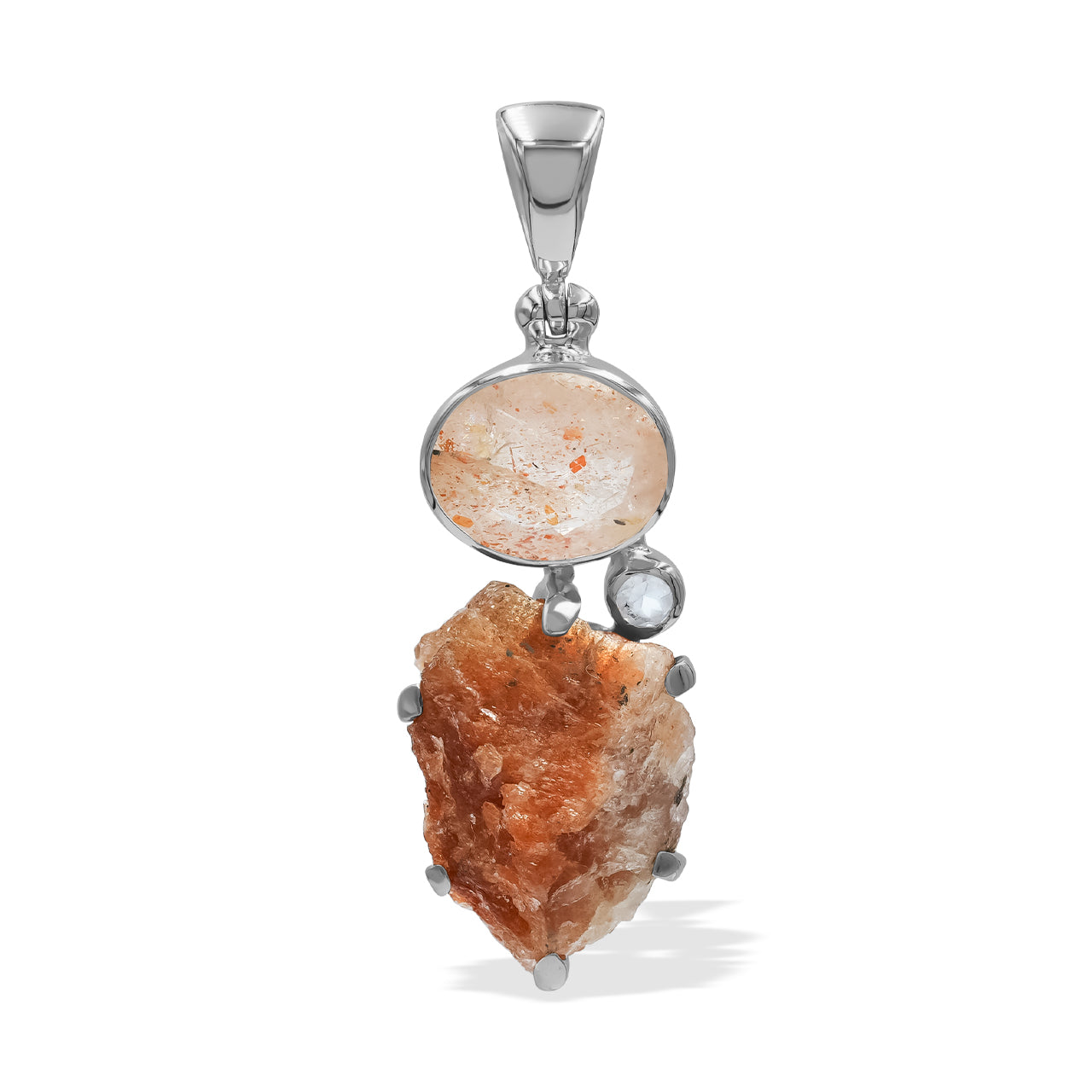 Sunstone and White Topaz Pendant