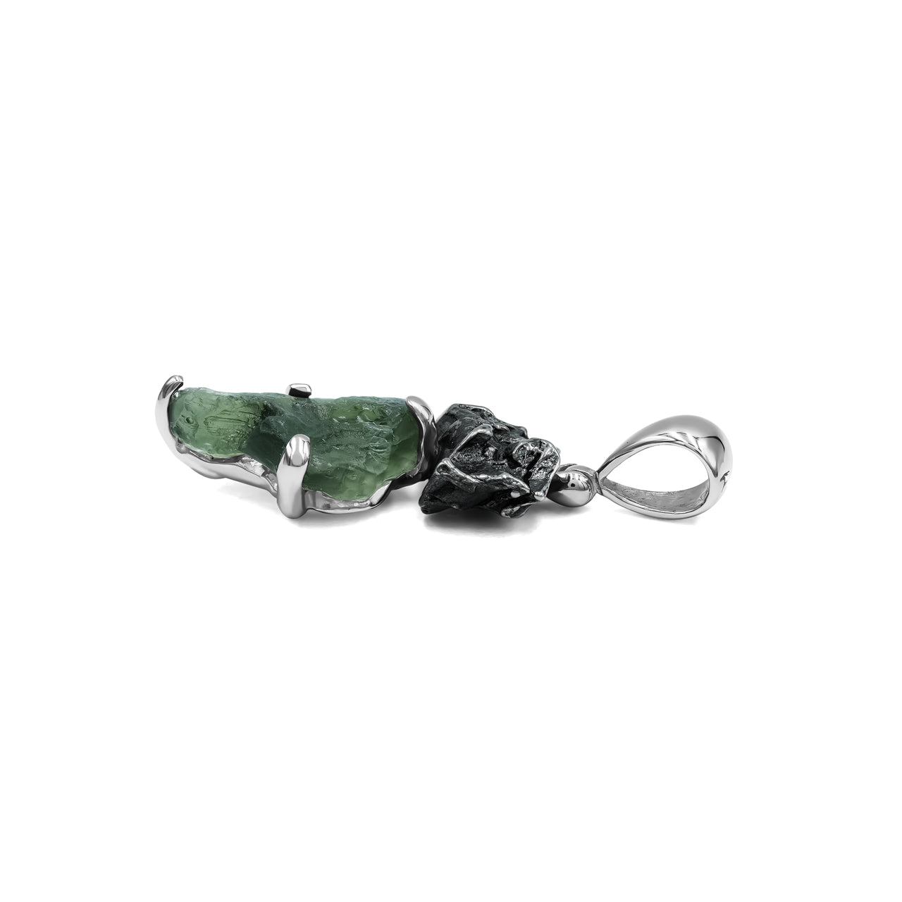 Moldavite and Campo del Cielo Meteorite Pendant