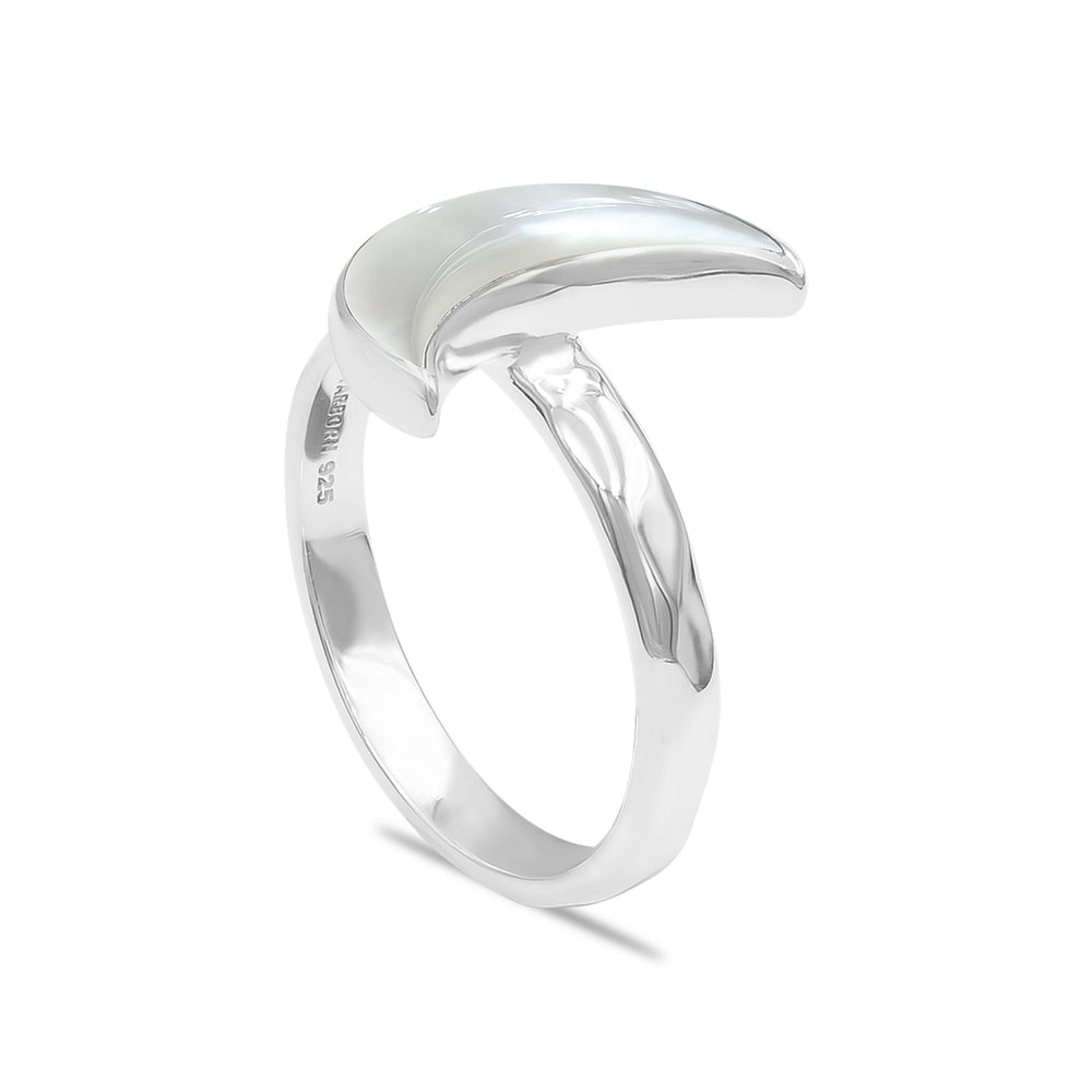 Sterling Silver Triple Crescent Moon Ring With Natural Amethyst - Sizes 4-15, 3/8 Inch Band