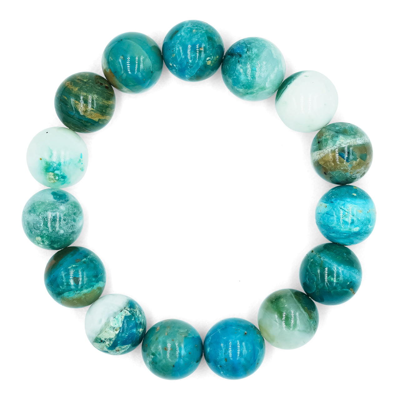 Peruvian Blue Opal Bead Bracelet 12mm