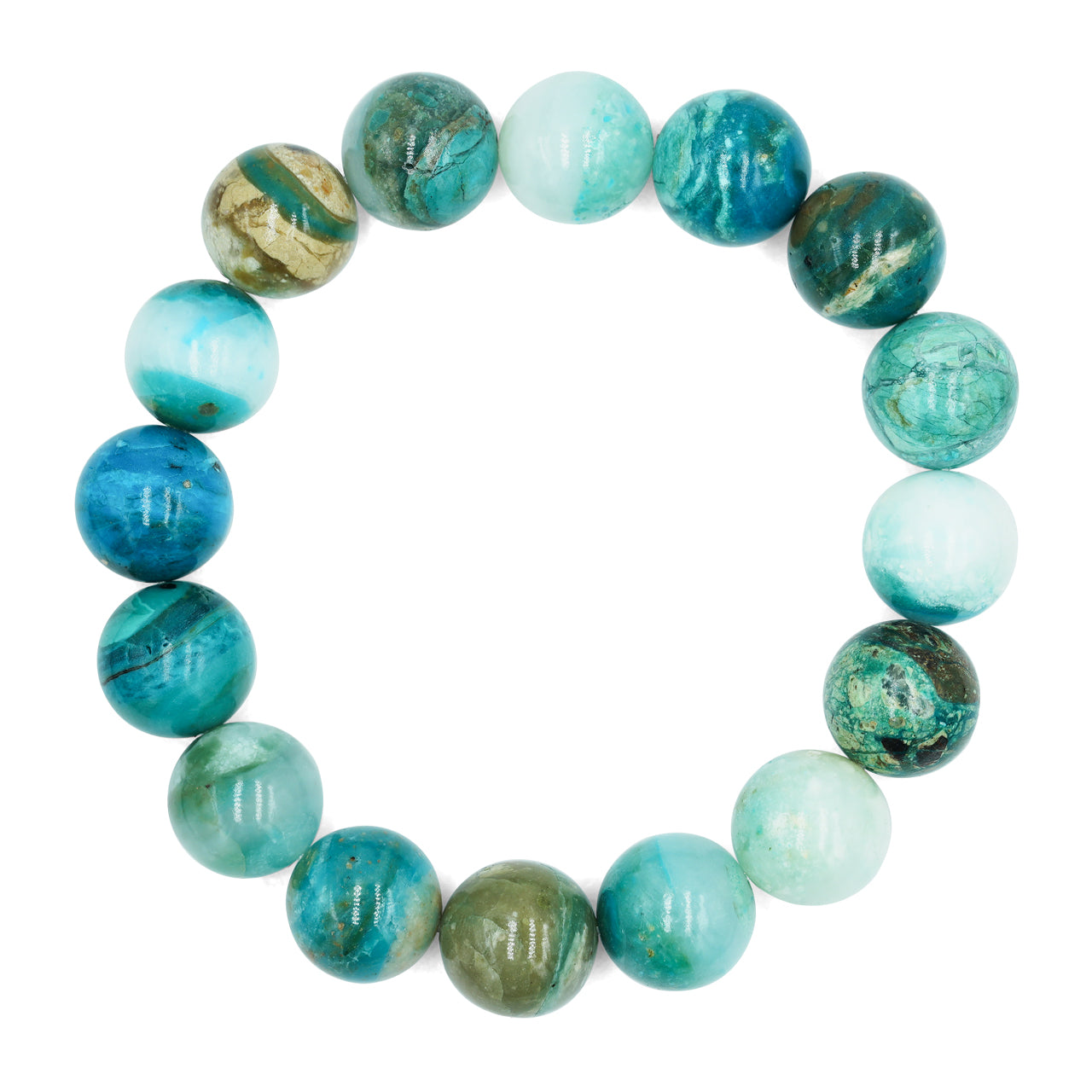 Peruvian Blue Opal Bead Bracelet 12mm