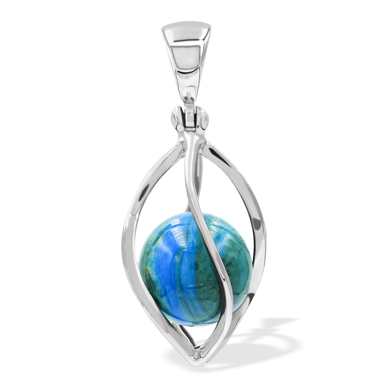 Peruvian Blue Opal Spiral Cage Pendant
