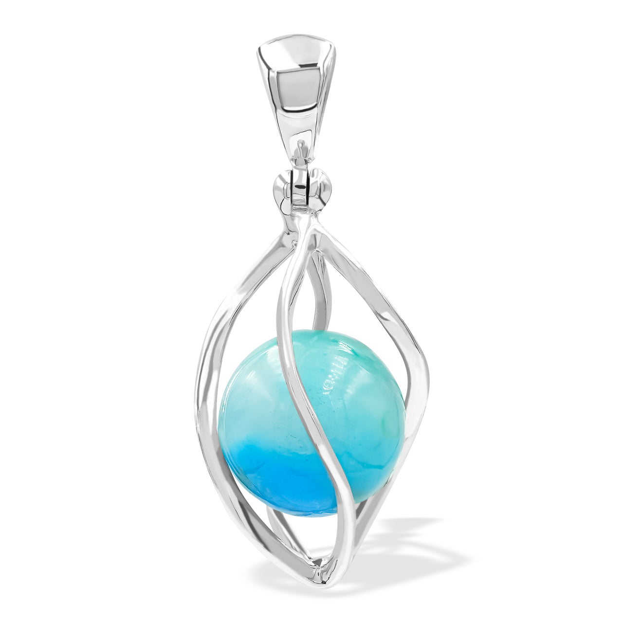 Peruvian Blue Opal Spiral Cage Pendant