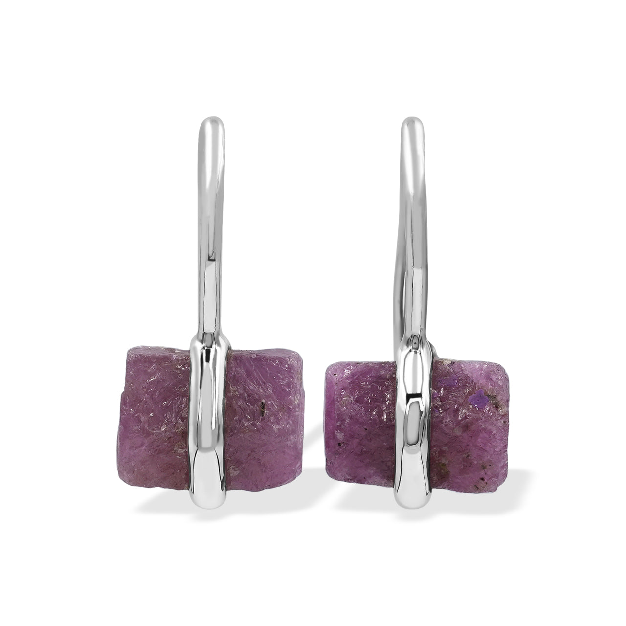 Ruby Crystal  with Silver Band Earrings
